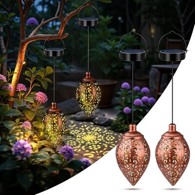 SANS MARQUE Lot De 2 Lanterne Solaire Exterieur, Ip65 Étanche Métal Led Vintage Lampes Solaires Exterieur À Suspendre, Lumiere Solaire Pour Jardin, Balcon, Terrasse, Patio, Camping, Décoration, Blanc Chaud - Publicité SANS MARQUE Lot De 2 Lanterne Solaire Exterieur, Ip65 Étanche Métal Led Vintage Lampes Solaires Exterieur À Suspendre, Lumiere Solaire Pour Jardin, Balcon, Terrasse, Patio, Camping, Décoration, Blanc Chaud - Publicité