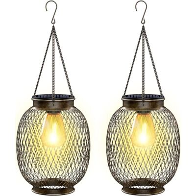 MOXIE Lampe Solaire Exterieur Jardin Suspendue, Ip65 Étanche Lanterne Solaire Exterieur 2 Pièces Avec Ampoule Led Lampe Pour Porche Cour Jardin - Publicité MOXIE Lampe Solaire Exterieur Jardin Suspendue, Ip65 Étanche Lanterne Solaire Exterieur 2 Pièces Avec Ampoule Led Lampe Pour Porche Cour Jardin - Publicité