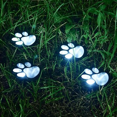 NONAME Lot De 4 Lampes Solaires D'Extérieur En Forme De Pattes De Chien (lumière Blanche), Idéales Pour La Décoration De Jardin Indice D'Étanchéité Ip65, Alimentation Solaire. Publicité NONAME Lot De 4 Lampes Solaires D'Extérieur En Forme De Pattes De Chien (lumière Blanche), Idéales Pour La Décoration De Jardin Indice D'Étanchéité Ip65, Alimentation Solaire. Publicité