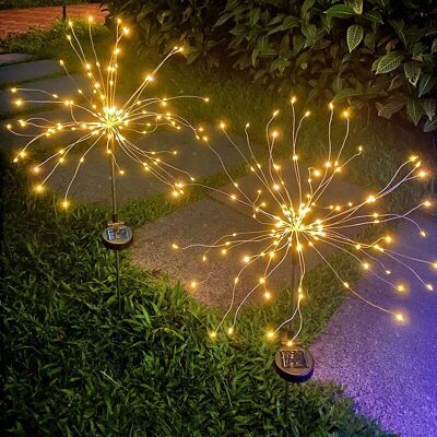 URSUS 2pcs Lampes Solaires De Jardin - 120 Lumières - Blanc Chaud, Feux D'Artifice Solaires Imperméables Extérieurs Décoration Starburst Lumières Paysage Lumières - Publicité URSUS 2pcs Lampes Solaires De Jardin - 120 Lumières - Blanc Chaud, Feux D'Artifice Solaires Imperméables Extérieurs Décoration Starburst Lumières Paysage Lumières - Publicité