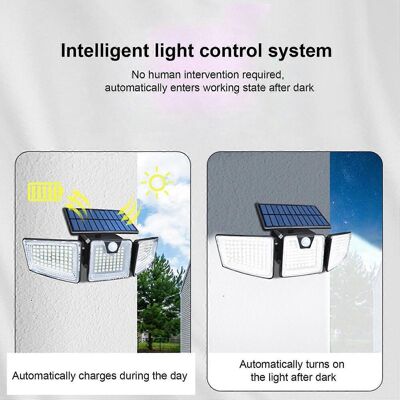 FLAMMKRAFT Applique Murale Solaire Led Ultra-lumineuse Avec Capteur Pour Terrasse Extérieure, Triple Applique Murale Étanche Ip65 Et Réglable. Publicité FLAMMKRAFT Applique Murale Solaire Led Ultra-lumineuse Avec Capteur Pour Terrasse Extérieure, Triple Applique Murale Étanche Ip65 Et Réglable. Publicité