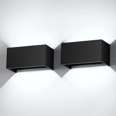 PELTOR Lot De 2 Applique Murale D'Intérieur Extérieur 24w - Blanc Froid 6000k, Ip65 Étanche - Angle De Faisceau Haut Bas Réglable, Design Moderne, Noir - Publicité PELTOR Lot De 2 Applique Murale D'Intérieur Extérieur 24w - Blanc Froid 6000k, Ip65 Étanche - Angle De Faisceau Haut Bas Réglable, Design Moderne, Noir - Publicité