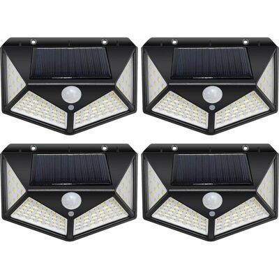 Vision Lot De 4 Lampes Solaires D'Extérieur À 100 Led Avec Détecteur De Mouvement, Étanches, Alimentées Par L'Énergie Solaire, Sans Fil, Pour Jardin - Publicité Vision Lot De 4 Lampes Solaires D'Extérieur À 100 Led Avec Détecteur De Mouvement, Étanches, Alimentées Par L'Énergie Solaire, Sans Fil, Pour Jardin - Publicité