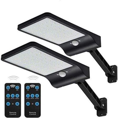 NO BRAND Pair 56 Led 550lm Lampes Solaires Extérieur Etanche Ip65, Applique Murale Led Telecommande, Lampe De Sécurité Solaire Sans Fil Pour Jardin, Garage, Cour, Escalier, Patio - Publicité NO BRAND Pair 56 Led 550lm Lampes Solaires Extérieur Etanche Ip65, Applique Murale Led Telecommande, Lampe De Sécurité Solaire Sans Fil Pour Jardin, Garage, Cour, Escalier, Patio - Publicité