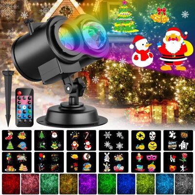 OEM Projecteur Led Noël Extérieur 2 En 1 – 12 Diapositives – 10 Couleurs – Effet Vague D'Eau – Ip65 – Télécommande Avec Minuterie - Publicité OEM Projecteur Led Noël Extérieur 2 En 1 – 12 Diapositives – 10 Couleurs – Effet Vague D'Eau – Ip65 – Télécommande Avec Minuterie - Publicité