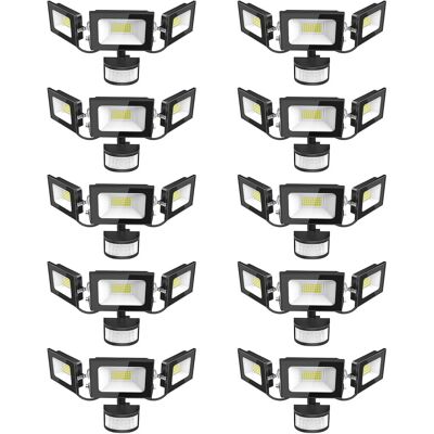 OEM Projecteur Led Détecteur De Movement - 100w 10000lm Ultra Lumineux 3 Tête Spot Led Extérieur, Ip65 Etanche Éclairage De Sécurité Extérieur Pir Pour Cour Porche Jardin Garage, 10 Pack - Publicité OEM Projecteur Led Détecteur De Movement - 100w 10000lm Ultra Lumineux 3 Tête Spot Led Extérieur, Ip65 Etanche Éclairage De Sécurité Extérieur Pir Pour Cour Porche Jardin Garage, 10 Pack - Publicité