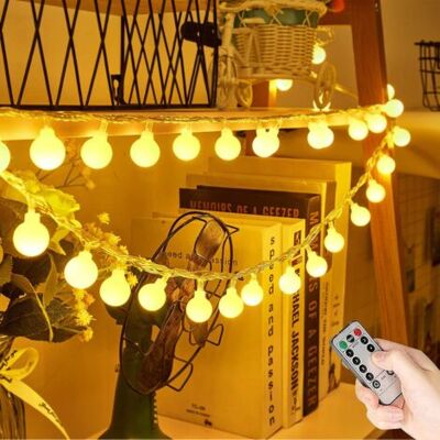 ABYSSE Guirlande Lumineuse D'Extérieur 10m 80 Led Blanc Chaud – Étanche Ip65 – Alimentation Par 3 Piles Aa – 8 Modes Avec Télécommande - Publicité ABYSSE Guirlande Lumineuse D'Extérieur 10m 80 Led Blanc Chaud – Étanche Ip65 – Alimentation Par 3 Piles Aa – 8 Modes Avec Télécommande - Publicité