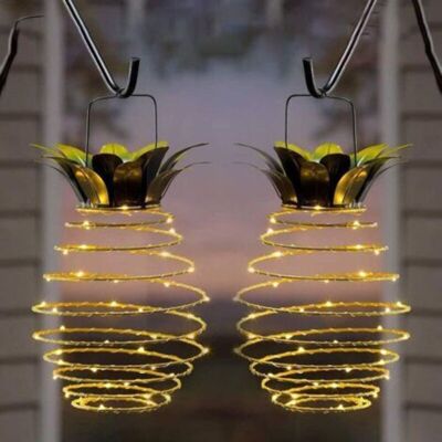 Vision Lot De 2 Lanternes Solaires Suspendues D'Extérieur – Lampe Solaire Ananas Étanche À 60 Led Pour Jardin, Cour, Porche, Pelouse, Arrière-cour - Publicité Vision Lot De 2 Lanternes Solaires Suspendues D'Extérieur – Lampe Solaire Ananas Étanche À 60 Led Pour Jardin, Cour, Porche, Pelouse, Arrière-cour - Publicité