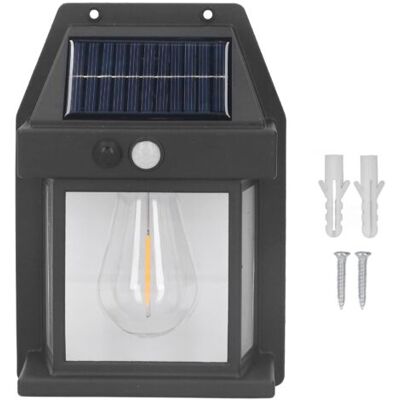 ABYSSE Applique Murale Solaire En Tungstène Pour Extérieur, Lampe D'Interaction Avec Capteur, Fixation Murale, Étanche Ip65, Noire. Publicité ABYSSE Applique Murale Solaire En Tungstène Pour Extérieur, Lampe D'Interaction Avec Capteur, Fixation Murale, Étanche Ip65, Noire. Publicité
