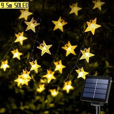 Cellfast Guirlande Lumineuse Solaire 50 Led À Etoile 9.5m 8 Modes Décoration Pour Extérieur Jardin Chambre Noël Fête Soirée - Blanche Chaude - Publicité Cellfast Guirlande Lumineuse Solaire 50 Led À Etoile 9.5m 8 Modes Décoration Pour Extérieur Jardin Chambre Noël Fête Soirée - Blanche Chaude - Publicité