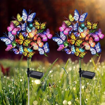 Lot De 2 Lampes Solaires En Forme De Papillon Pour Éclairage Extérieur, Lampadaire, Cour, Jardin, Balcon, Pelouse (fmy)-aquaforge - Publicité Lot De 2 Lampes Solaires En Forme De Papillon Pour Éclairage Extérieur, Lampadaire, Cour, Jardin, Balcon, Pelouse (fmy)-aquaforge - Publicité