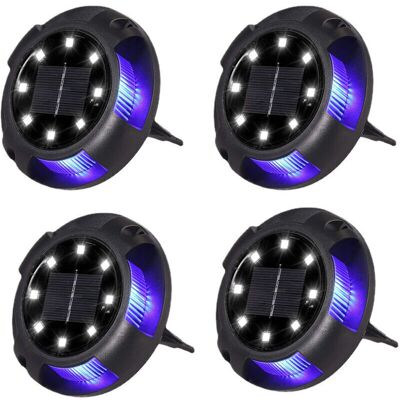 Melissa Lot De 4 Bornes Solaires Encastrées Extérieur - 8 Leds Blanc + 4 Leds Bleu - Étanches - Pour Allée, Aire De Stationnement, Paysage, Jardin, Terrasse, Pelouse, Cour - Publicité Melissa Lot De 4 Bornes Solaires Encastrées Extérieur - 8 Leds Blanc + 4 Leds Bleu - Étanches - Pour Allée, Aire De Stationnement, Paysage, Jardin, Terrasse, Pelouse, Cour - Publicité
