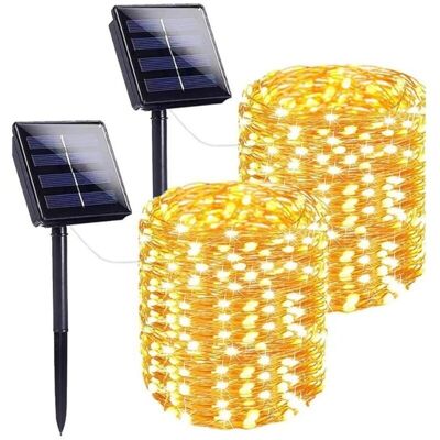 Melissa Guirlande Lumineuse Exterieure Solaire, 7m 50 Led Blanc Chaud Guirlande Solaire Exterieur Fil De Cuivre 8 Modes Étanche Lumiere Solaire Exterieur Pour Le Jardin, L'Arbre, Noël (lot De 2) - Publicité Melissa Guirlande Lumineuse Exterieure Solaire, 7m 50 Led Blanc Chaud Guirlande Solaire Exterieur Fil De Cuivre 8 Modes Étanche Lumiere Solaire Exterieur Pour Le Jardin, L'Arbre, Noël (lot De 2) - Publicité
