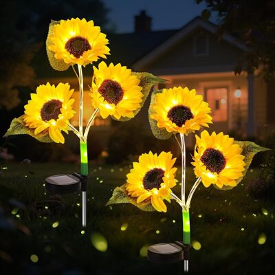 NONAME Lot De 2 Lampe Solaire Jardin, Lampes Solaires Exterieures Tournesol Étanche Ip65, Lampe Solaire Exterieur À Fleurs Décorative 60 Led Pour Chemins, Tombes, Décoration De Balcon - Publicité NONAME Lot De 2 Lampe Solaire Jardin, Lampes Solaires Exterieures Tournesol Étanche Ip65, Lampe Solaire Exterieur À Fleurs Décorative 60 Led Pour Chemins, Tombes, Décoration De Balcon - Publicité