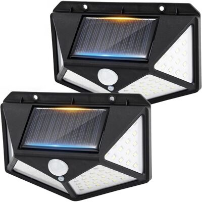 ECLAIRAGE DESIGN Deux Lampes De Sécurité Solaires D'Extérieur Pour Jardin Avec Détecteurs De Mouvement, Appliques Murales Solaires Étanches, 100 Ampoules Led. Publicité ECLAIRAGE DESIGN Deux Lampes De Sécurité Solaires D'Extérieur Pour Jardin Avec Détecteurs De Mouvement, Appliques Murales Solaires Étanches, 100 Ampoules Led. Publicité