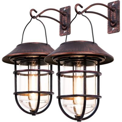 OEM Lanterne Solaire Extérieure Suspendue Lumières Solaires, Lumières Extérieures En Métal Imperméables Avec Verre Transparent, Led Décorative Aluminium Wall Lantern Avec Crochets, Bronze,2pcs - Publicité OEM Lanterne Solaire Extérieure Suspendue Lumières Solaires, Lumières Extérieures En Métal Imperméables Avec Verre Transparent, Led Décorative Aluminium Wall Lantern Avec Crochets, Bronze,2pcs - Publicité