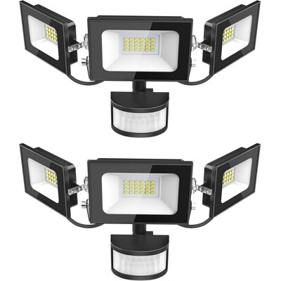 OEM Projecteur Led Détecteur De Movement - 50w 5000lm Ultra Lumineux 3 Tête Spot Led Extérieur, Ip65 Etanche Éclairage De Sécurité Extérieur Pir Pour Cour Porche Jardin Garage, 2 Pack - Publicité OEM Projecteur Led Détecteur De Movement - 50w 5000lm Ultra Lumineux 3 Tête Spot Led Extérieur, Ip65 Etanche Éclairage De Sécurité Extérieur Pir Pour Cour Porche Jardin Garage, 2 Pack - Publicité