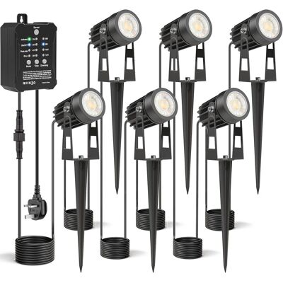 ACKERMAN Ensemble De 6 Projecteurs Extérieurs Avec Transformateur, Capteur Photo Dimmable, Projecteur De Jardin Led Extérieur, Étanche 2700k, Éclairage Électrique Pour Jardin, Arbre, Pelouse, Plantes [classe É - Publicité ACKERMAN Ensemble De 6 Projecteurs Extérieurs Avec Transformateur, Capteur Photo Dimmable, Projecteur De Jardin Led Extérieur, Étanche 2700k, Éclairage Électrique Pour Jardin, Arbre, Pelouse, Plantes [classe É - Publicité