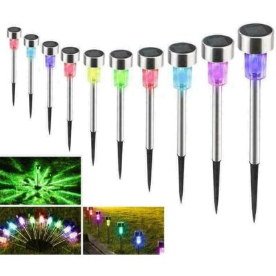 Lot De 10 Lampes Solaires Led En Acier Inoxydable, Multicolores, Éclairage Extérieur Pour Jardin (coloré)-aquaforge - Publicité Lot De 10 Lampes Solaires Led En Acier Inoxydable, Multicolores, Éclairage Extérieur Pour Jardin (coloré)-aquaforge - Publicité