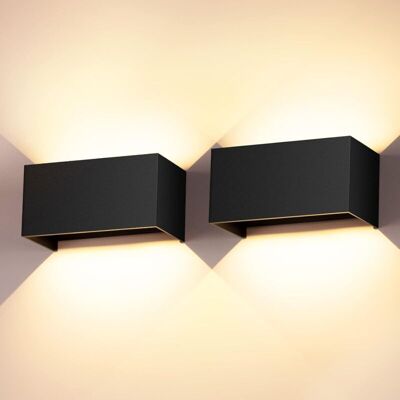 PELTOR Lot De 2 Applique Murale D'Intérieur Extérieur 24w - Blanc Chaud 3000k, Ip65 Étanche - Angle De Faisceau Haut Bas Réglable, Design Moderne, Noir - Publicité PELTOR Lot De 2 Applique Murale D'Intérieur Extérieur 24w - Blanc Chaud 3000k, Ip65 Étanche - Angle De Faisceau Haut Bas Réglable, Design Moderne, Noir - Publicité