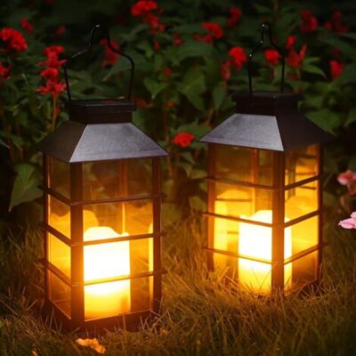 ABYSSE Lanterne Solaire De Noël, Lanterne Suspendue Pour Jardin Extérieur - Lanternes Solaires Led Étanches En Plastique, Effet Bougie Vacillante Sans Flamme, Lot De 2 - Publicité ABYSSE Lanterne Solaire De Noël, Lanterne Suspendue Pour Jardin Extérieur - Lanternes Solaires Led Étanches En Plastique, Effet Bougie Vacillante Sans Flamme, Lot De 2 - Publicité