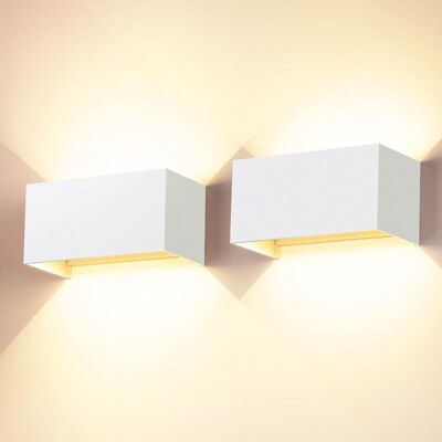 PELTOR Lot De 2 Applique Murale D'Intérieur Extérieur 24w - Blanc Chaud 3000k, Ip65 Étanche - Angle De Faisceau Haut Bas Réglable, Design Moderne, Blanc - Publicité PELTOR Lot De 2 Applique Murale D'Intérieur Extérieur 24w - Blanc Chaud 3000k, Ip65 Étanche - Angle De Faisceau Haut Bas Réglable, Design Moderne, Blanc - Publicité
