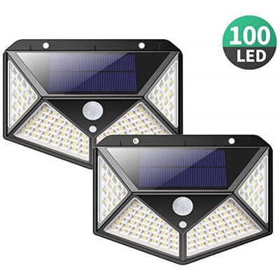PELTOR Jeffergarden Lampe Solaire Extérieur 100 Led, Détecteur De Mouvement, Lumière Solaire Etanche Éclairage Solaire, Ip65 Lampe De Sécurité Sans Fil Lampe Mural Pour Jardin, Lot De 2 - Publicité PELTOR Jeffergarden Lampe Solaire Extérieur 100 Led, Détecteur De Mouvement, Lumière Solaire Etanche Éclairage Solaire, Ip65 Lampe De Sécurité Sans Fil Lampe Mural Pour Jardin, Lot De 2 - Publicité