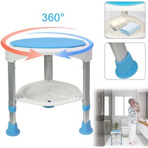 Aufun - Tabouret de douche 45-57cm Hauteur réglable et pivotant à 360° Siège de bain Bleu Aide à la douche en alu et plastique pour personnes agées, - Publicité