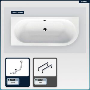 BESCO Otitec - Baignoire Asymétrique - 170 X 75 Cm - Gauche - Sans Habillage - Avec Pieds - Vidage Chrome - Avita Slim - Publicité BESCO Otitec - Baignoire Asymétrique - 170 X 75 Cm - Gauche - Sans Habillage - Avec Pieds - Vidage Chrome - Avita Slim - Publicité