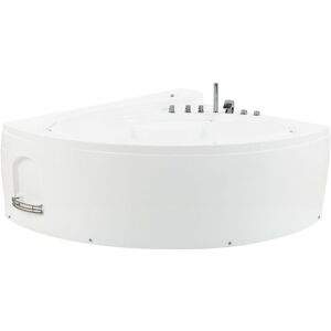 Baignoire Balnéo d'Angle de Forme Ovale au Style Contemporain en Acrylique avec Chromothérapie et Robinet Cascade Capacité Max de 350 Litres Beliani - Publicité