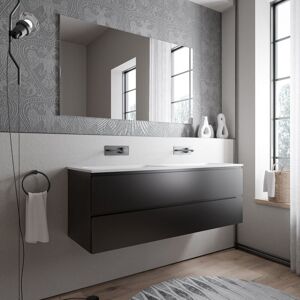 Grand Meuble Vasque De Salle De Bain Mdf Noir Mat Avec Lavabo Fonte Minérale Blanc Mat - 140x45,6x50cm - Ava Cream - Noir Mat, Blanc Mat Sans Trou Pour Robinetterie - Bernstein - Publicité Grand Meuble Vasque De Salle De Bain Mdf Noir Mat Avec Lavabo Fonte Minérale Blanc Mat - 140x45,6x50cm - Ava Cream - Noir Mat, Blanc Mat Sans Trou Pour Robinetterie - Bernstein - Publicité