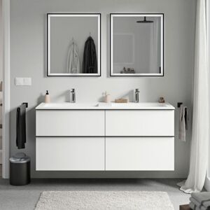 Bernstein - Meuble De Salle De Bain Avec Vasque Fonte Minérale, 4 Tiroirs Et Poignées Métal - 120x45,5x62cm (lxpxh) - Lavoa - Couleur Meuble, Lavabo Et Poignée : Blanc Mat, Chrome, Blanc Mat Avec Trou - Publicité Bernstein - Meuble De Salle De Bain Avec Vasque Fonte Minérale, 4 Tiroirs Et Poignées Métal - 120x45,5x62cm (lxpxh) - Lavoa - Couleur Meuble, Lavabo Et Poignée : Blanc Mat, Chrome, Blanc Mat Avec Trou - Publicité