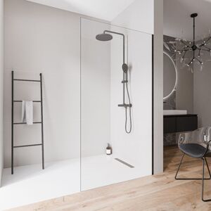 Paroi de douche italienne 100x220cm, verre nano 10mm, profilé mural inox noir mat, sans profilé sol - EX102-2 1000mm, Sans profilé de sol - Bernstein - Publicité Paroi de douche italienne 100x220cm, verre nano 10mm, profilé mural inox noir mat, sans profilé sol - EX102-2 1000mm, Sans profilé de sol - Bernstein - Publicité