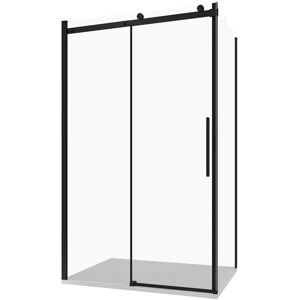 PARAMA Cabine De Douche 100x110 Cm Porte Coulissante Et Paroi Fixe Profilés Aluminium Noir Mat Verre Transparent 8mm Avec Traitement Easy-clean - Réversible H195 Mod. Creta - Publicité PARAMA Cabine De Douche 100x110 Cm Porte Coulissante Et Paroi Fixe Profilés Aluminium Noir Mat Verre Transparent 8mm Avec Traitement Easy-clean - Réversible H195 Mod. Creta - Publicité
