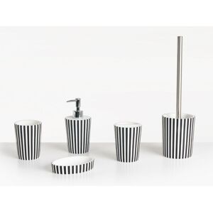 Beliani - Ensemble D'Accessoires De Salle De Bain 5 Pièces Distributeur De Savon Brosse De Toilette Noir Et Blanc Lircay - Publicité Beliani - Ensemble D'Accessoires De Salle De Bain 5 Pièces Distributeur De Savon Brosse De Toilette Noir Et Blanc Lircay - Publicité