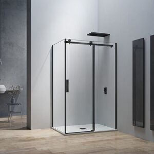 Grand Verre Cabine De Douche Style Industriel Avec Porte Coulissante 100x195 Et Paroi Latérale 80x195 Accessoires Chromés - Publicité Grand Verre Cabine De Douche Style Industriel Avec Porte Coulissante 100x195 Et Paroi Latérale 80x195 Accessoires Chromés - Publicité