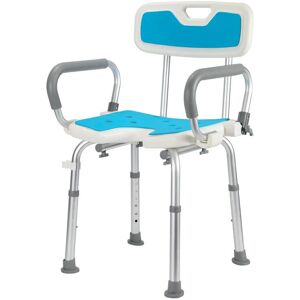 Swanew - Siège de douche réglable en hauteur tabouret de douche antidérapants charge max.136 Kg alu hdpe blanc Bleu Accoudoir réversible - Bleu - Publicité