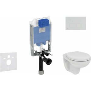 Ideal Standard - ProSys - Ensemble pour wc suspendu, cuvette et abattant Eurovit, Plaque de déclenchement Oleas M2, Rimless, SoftClose, blanc - Publicité