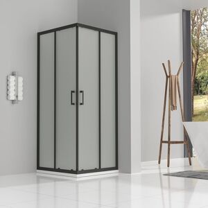 Saniverre - lanablack Cabine de douche h 190 cm porte coulissante opaque 90 x 90 cm + receveur - Publicité Saniverre - lanablack Cabine de douche h 190 cm porte coulissante opaque 90 x 90 cm + receveur - Publicité