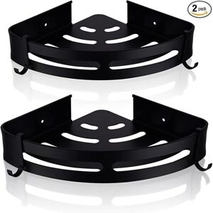 COOCHEER Lot De 2 Étagères De Douche D'Angle Murales, Panier De Rangement Pour Salle De Bain, Porte-shampoing Triangulaire Avec 4 Crochets, Noir Mat - Publicité COOCHEER Lot De 2 Étagères De Douche D'Angle Murales, Panier De Rangement Pour Salle De Bain, Porte-shampoing Triangulaire Avec 4 Crochets, Noir Mat - Publicité