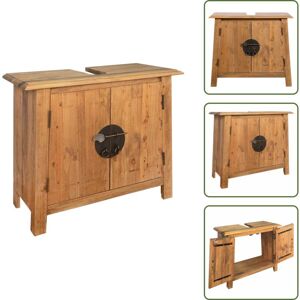 Vidaxl - Meuble-lavabo De Salle De Bains Pin Massif 70x32x63 Cm - Meuble Lavabo - Meuble Salle De Bain - Meuble En Bois - Design Vintage - Style Rétro - Publicité Vidaxl - Meuble-lavabo De Salle De Bains Pin Massif 70x32x63 Cm - Meuble Lavabo - Meuble Salle De Bain - Meuble En Bois - Design Vintage - Style Rétro - Publicité