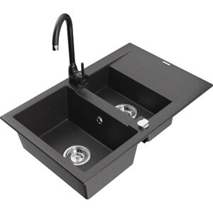 Mexen - Gaspar Évier En Granit 1,5-bac Avec Égouttoir Et Robinet Telma, Noir Moucheté - 6507-76-670200-70 - Publicité Mexen - Gaspar Évier En Granit 1,5-bac Avec Égouttoir Et Robinet Telma, Noir Moucheté - 6507-76-670200-70 - Publicité