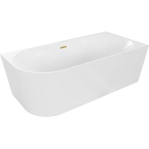 Mexen Mia Baignoire Autoportante D'Angle Droite 140 X 75 Cm, Blanche, Trop-plein Or Brossé - 52691407500p-55 - Publicité Mexen Mia Baignoire Autoportante D'Angle Droite 140 X 75 Cm, Blanche, Trop-plein Or Brossé - 52691407500p-55 - Publicité