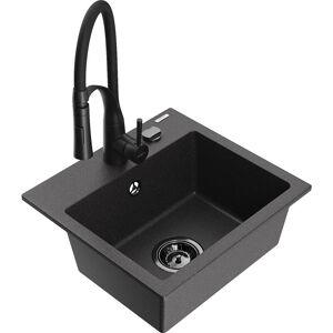 Mexen - Milo Évier En Granit 1 Bac Avec Mitigeur Aster, Noir Moucheté - 6505-76-73450-70-b - Publicité Mexen - Milo Évier En Granit 1 Bac Avec Mitigeur Aster, Noir Moucheté - 6505-76-73450-70-b - Publicité