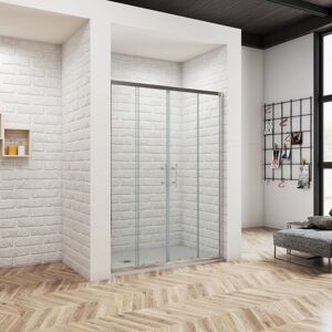 Ocean Sanitaire - Océan Porte De Douche Coulissante 160x190 Cm - Transparente, Cadre Chromé, Accès Central - Publicité Ocean Sanitaire - Océan Porte De Douche Coulissante 160x190 Cm - Transparente, Cadre Chromé, Accès Central - Publicité