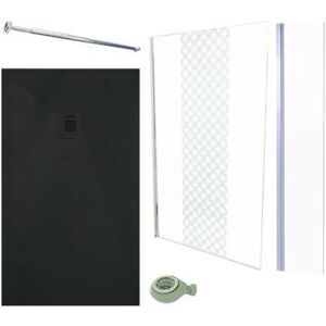 Ondee Zen - Pack Douche - Receveur Noir 160x80cm, Paroi 120cm, Déflecteur Et Barre Fixation - Publicité Ondee Zen - Pack Douche - Receveur Noir 160x80cm, Paroi 120cm, Déflecteur Et Barre Fixation - Publicité