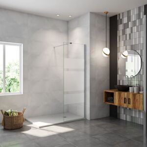 AICA SANITAIRE Paroi De Douche À L'Italienne 110x190cm En 6mm Verre Avec Trois Bandes Horizontales Sérigraphiées, Livré Avec Barre De Fixation 73-120cm En Carré - Publicité AICA SANITAIRE Paroi De Douche À L'Italienne 110x190cm En 6mm Verre Avec Trois Bandes Horizontales Sérigraphiées, Livré Avec Barre De Fixation 73-120cm En Carré - Publicité