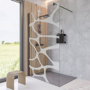Paroi De Douche 120 X 200 Cm À L'Italienne, Profilé Noir, Paroi Fixe Walk In Verre 6 Mm Décor Cailloux Sérigraphié, Newstyle Schulte - Publicité Paroi De Douche 120 X 200 Cm À L'Italienne, Profilé Noir, Paroi Fixe Walk In Verre 6 Mm Décor Cailloux Sérigraphié, Newstyle Schulte - Publicité