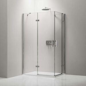 Bernstein - Cabine de douche d'angle en verre trempé 8mm, Paroi de douche en coin avec 2 portes battantes, profilé Chrome - DX407 - Taille au choix - Publicité Bernstein - Cabine de douche d'angle en verre trempé 8mm, Paroi de douche en coin avec 2 portes battantes, profilé Chrome - DX407 - Taille au choix - Publicité