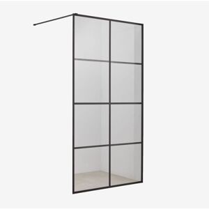 Sklum - Paroi De Douche Fixe À Motif Damier, Verre Trempé 8 Mm Et Aluminium Camden Noir Mate - Publicité Sklum - Paroi De Douche Fixe À Motif Damier, Verre Trempé 8 Mm Et Aluminium Camden Noir Mate - Publicité